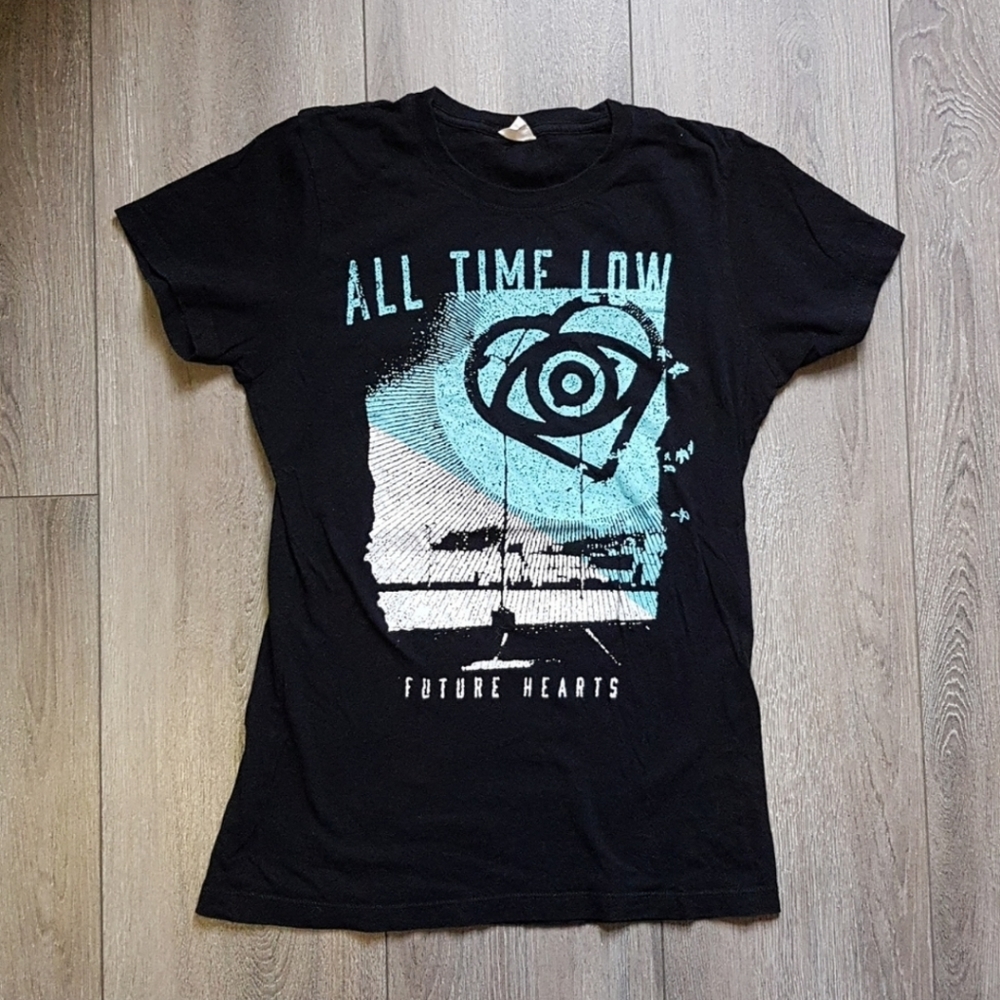 All Time Low Graphic tee Shirt Future Hearts Band Tee Black Short Sleeve